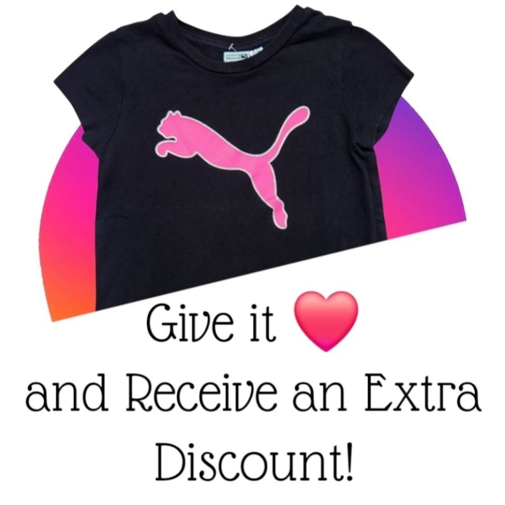 Puma Girls T-shirt Black Pink Crewneck Short Sleeve Sport-Casual Size XS Kids - Picture 8 of 8